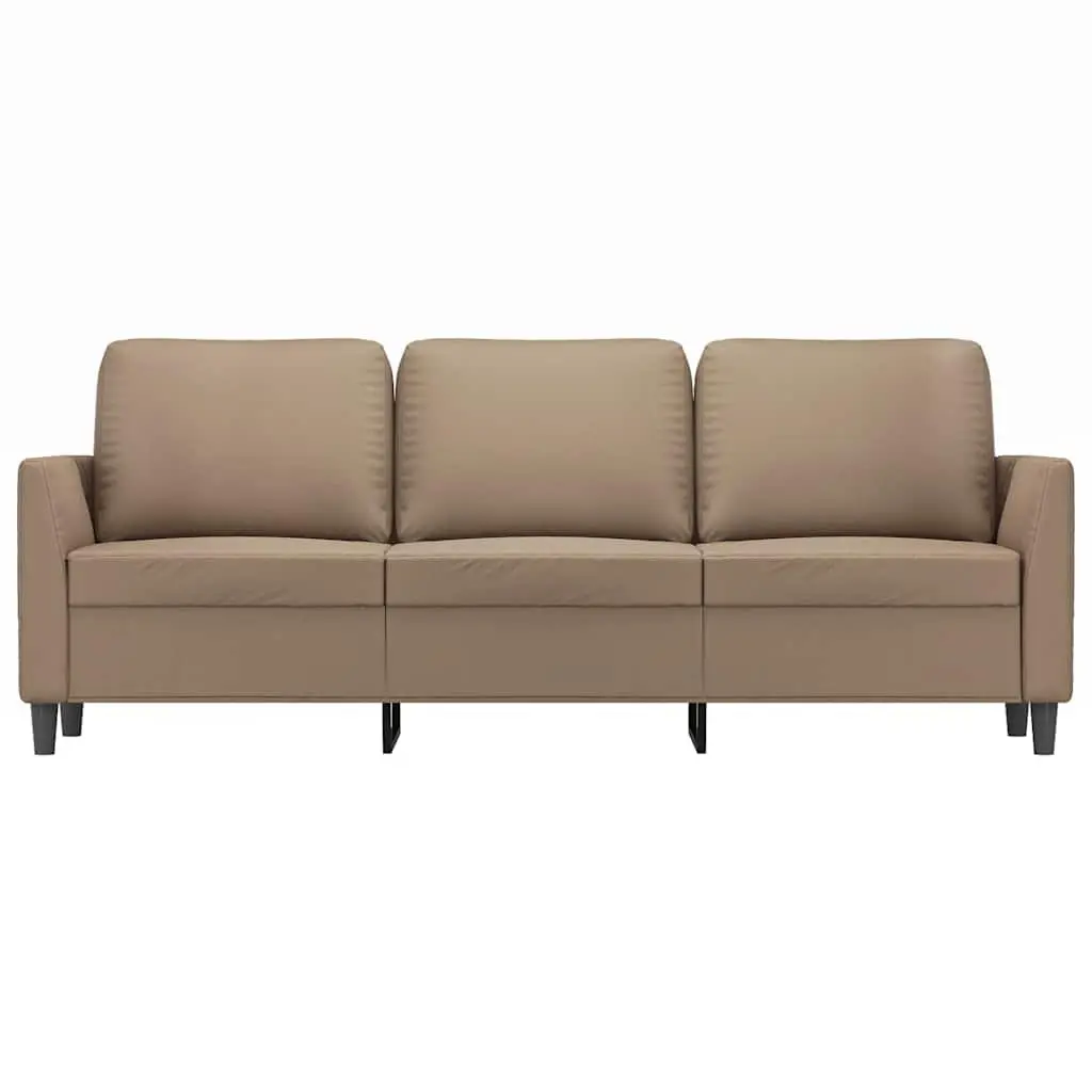 3-Seater Sofa Faux Leather 180cm Cappuccino