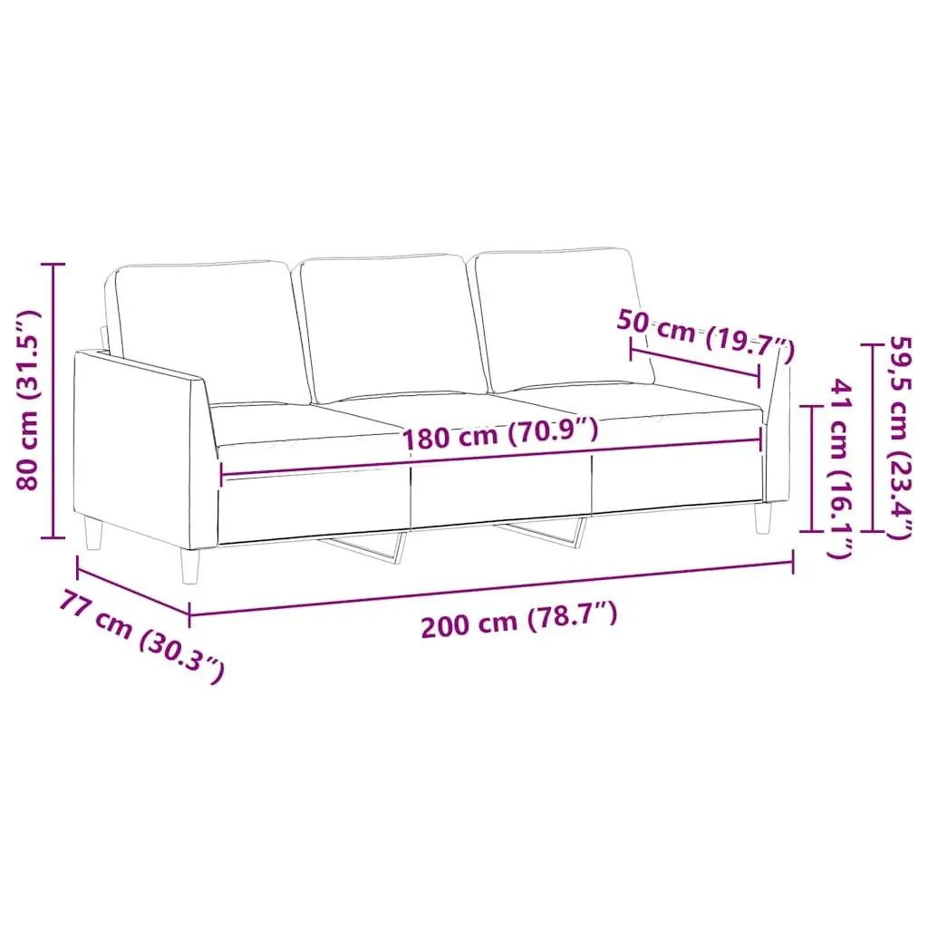 3-Seater Sofa Faux Leather 180cm Cappuccino