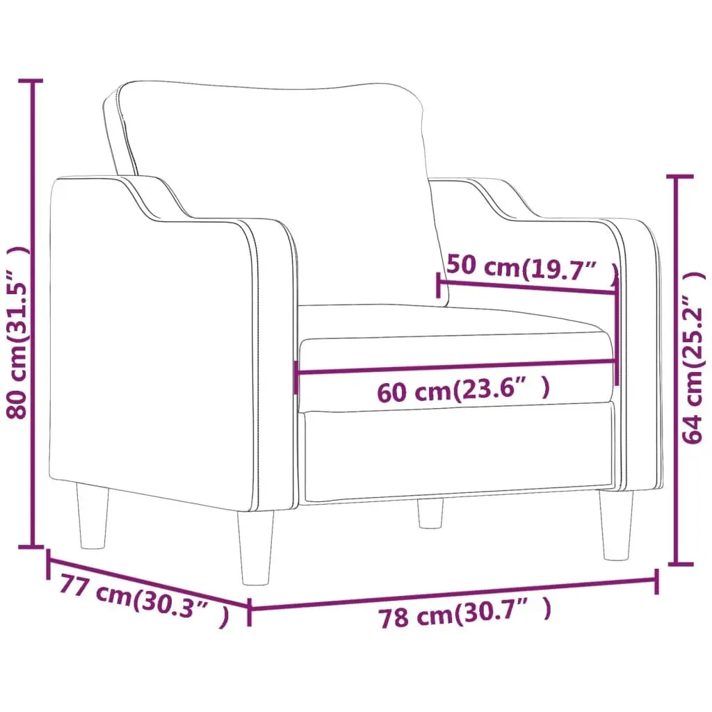 Sofa Chair Fabric 60cm Grey Single Seat Armchair Living Room Furniture Lounge