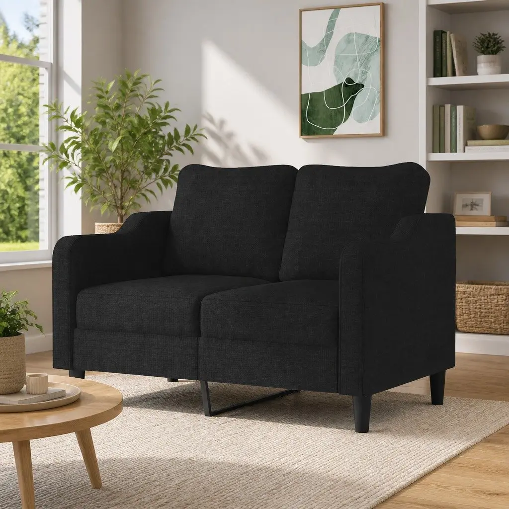 2-Seater Sofa Fabric 120cm Black