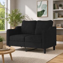 Black Fabric 2-Seater Sofa with Metal Frame 120cm