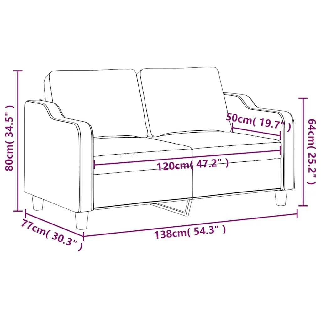 2-Seater Sofa Fabric 120cm Black