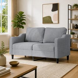 Stylish Grey 2-Seater Sofa with Durable Fabric