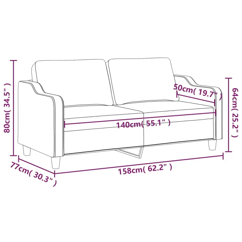 Grey 2-Seater Sofa with Durable Fabric