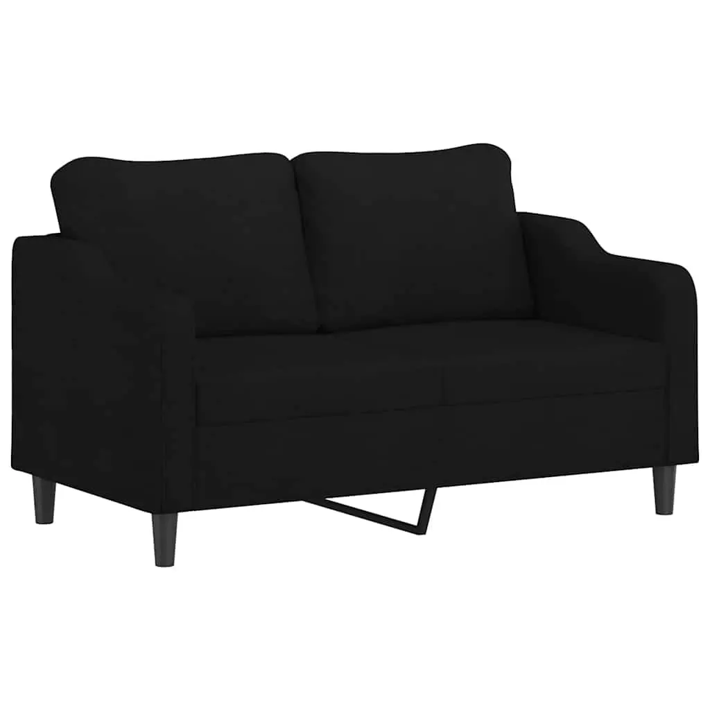 2-Seater Sofa Fabric Black 140cm Metal Frame Upholstered Padded Couch