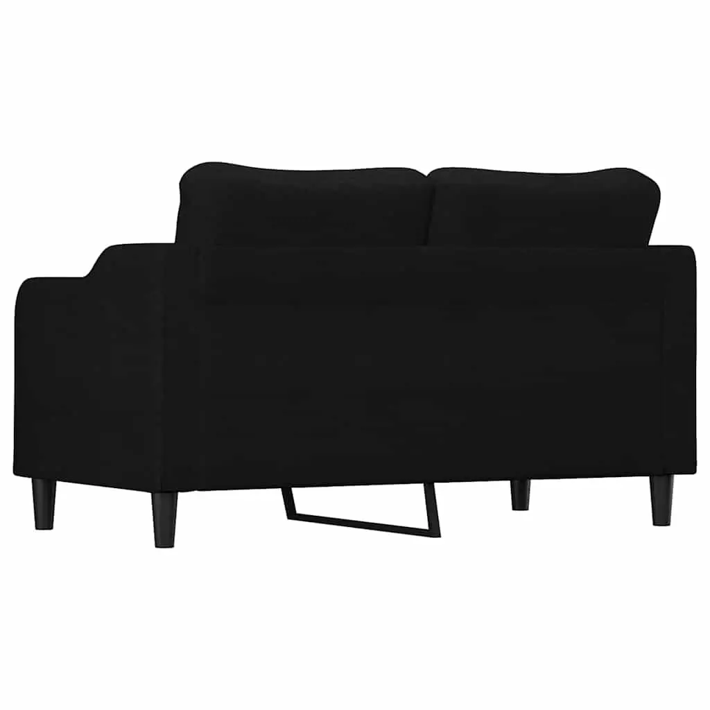 2-Seater Sofa Fabric Black 140cm Metal Frame Upholstered Padded Couch