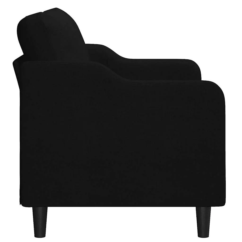 2-Seater Sofa Fabric Black 140cm Metal Frame Upholstered Padded Couch