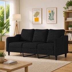 Durable 3-Seater Sofa in Black for Modern Living Rooms