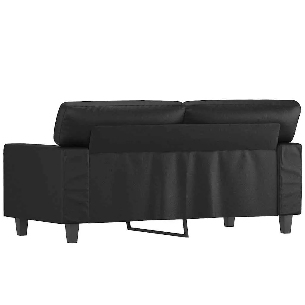2-Seater Sofa Black 120cm Modern Living Room Couch Faux Leather Lounge Furniture