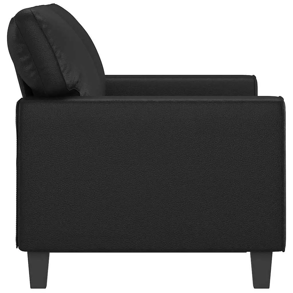 2-Seater Sofa Black 120cm Modern Living Room Couch Faux Leather Lounge Furniture
