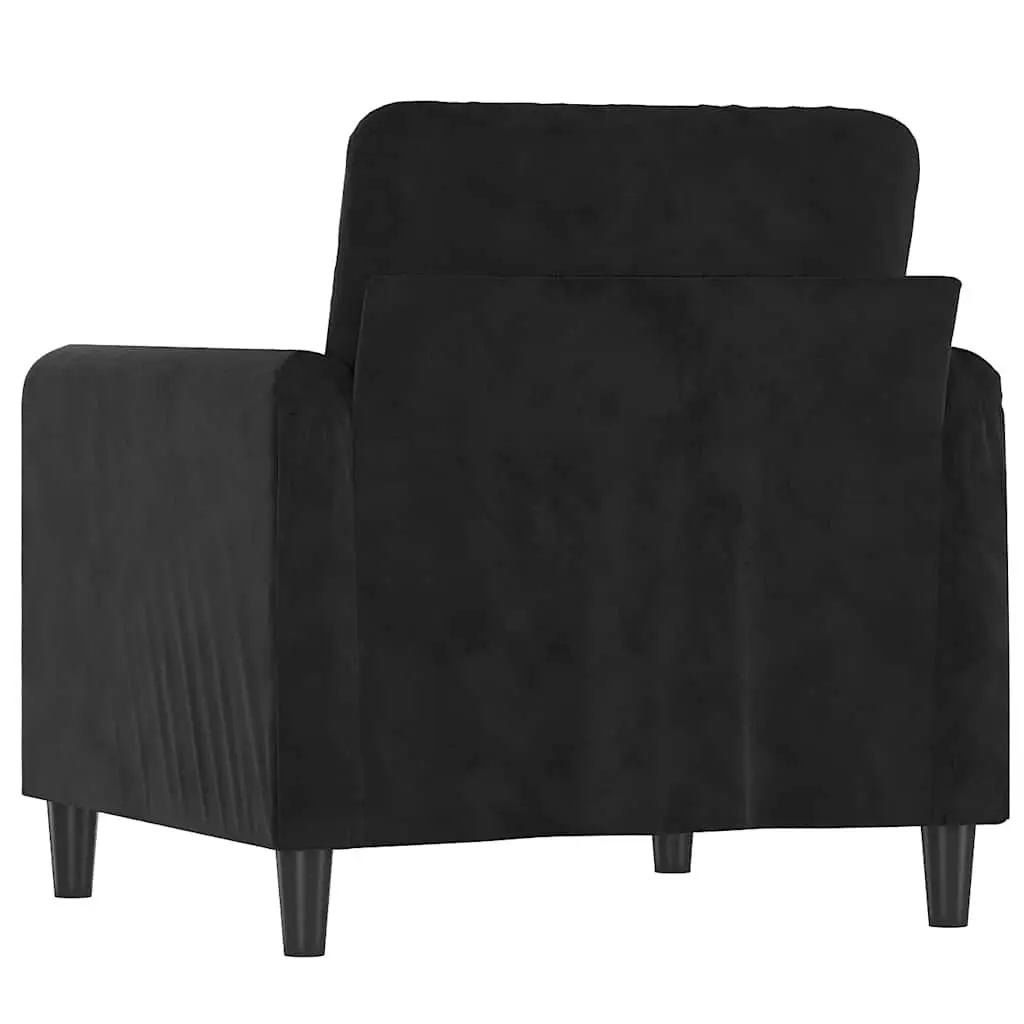 Black Velvet Sofa Chair 60cm Compact Armchair Lounge Seat Living Room Furniture