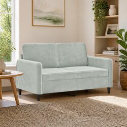 Grey Velvet 2-Seater Sofa 120cm with Sturdy Metal Frame