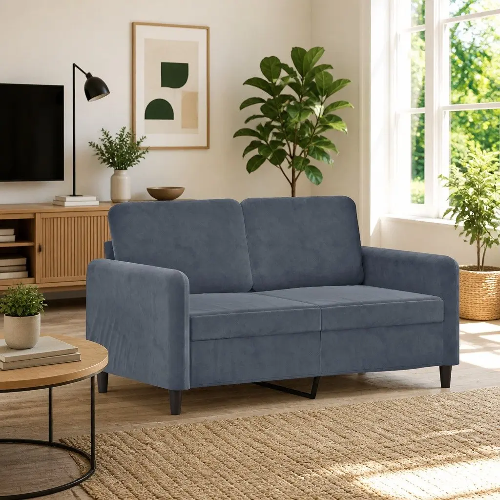 2-Seater Sofa Velvet 120cm Grey Modern Couch