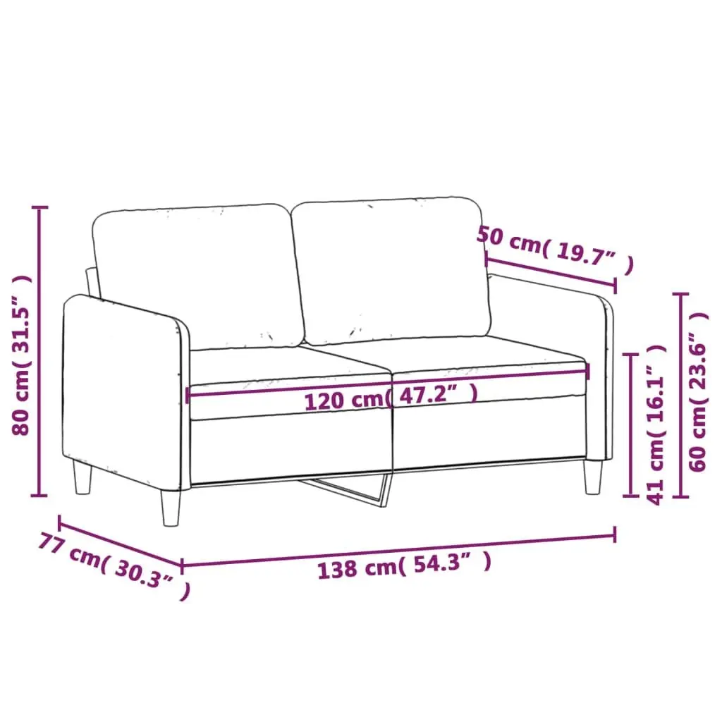 2-Seater Sofa Velvet 120cm Grey Modern Couch