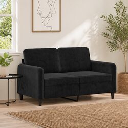 Elegant 2-Seater Black Velvet Sofa 120cm for Modern Living