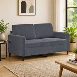 Stylish Grey 2-Seater Sofa with Metal Frame 140cm