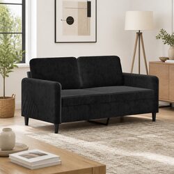 Stylish Black Velvet 2-Seater Sofa 140cm for Modern Living