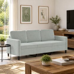 Modern Grey Velvet 3-Seater Sofa with Sturdy Frame