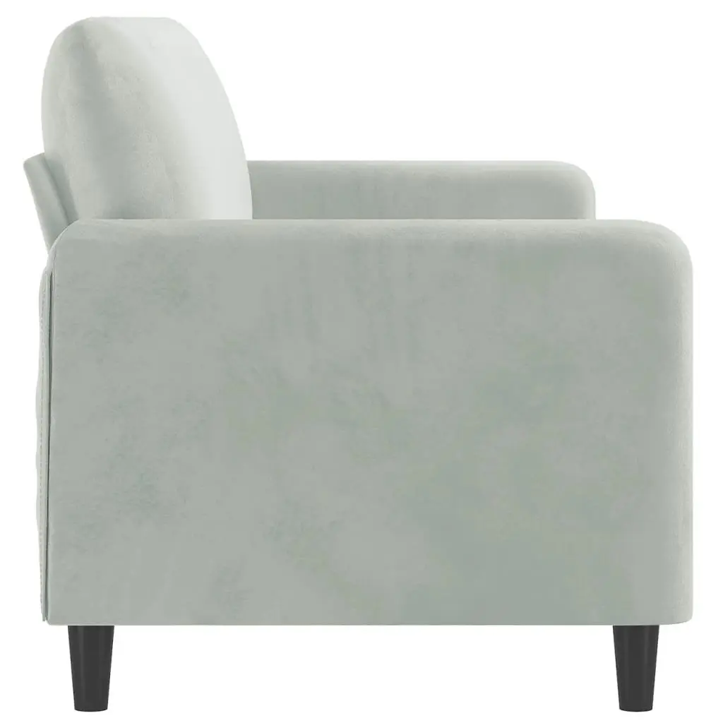 Grey Velvet 3-Seater Sofa with Sturdy Frame