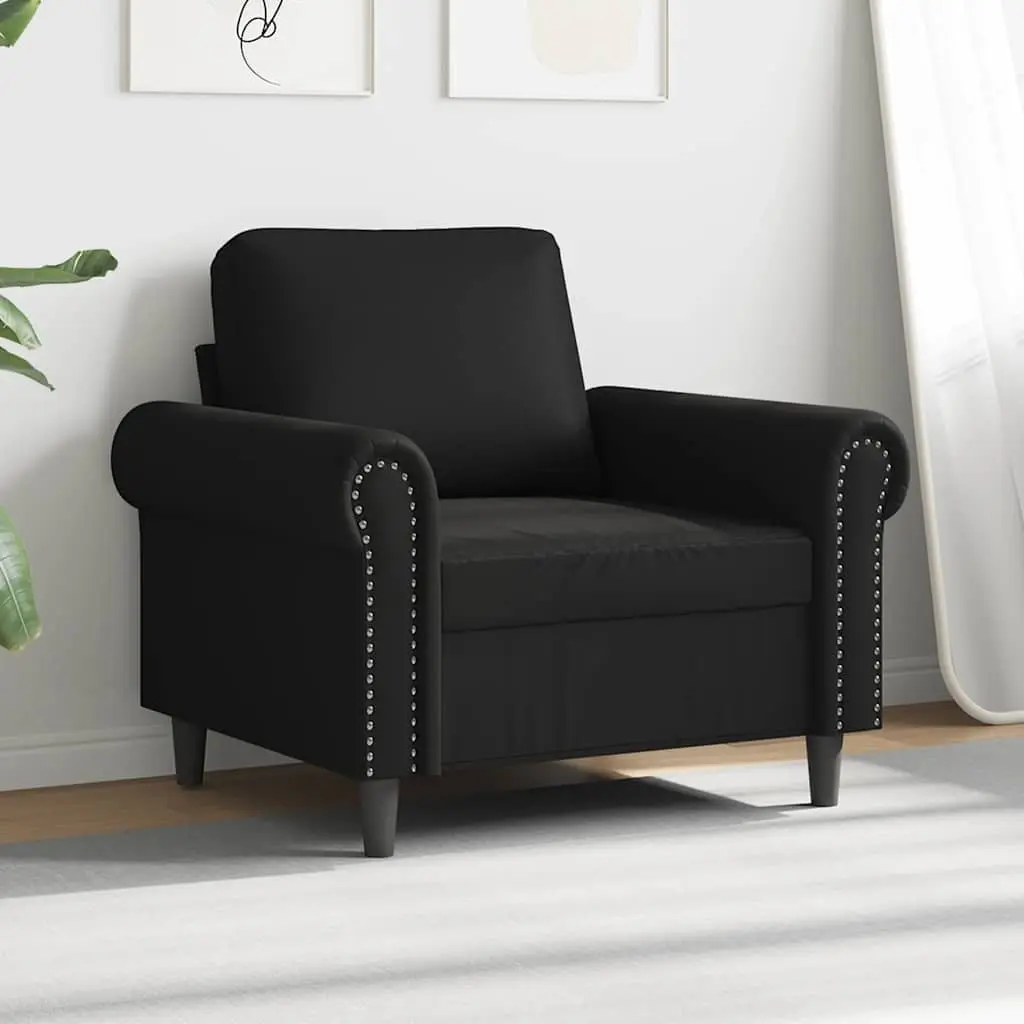 Black Faux Leather Sofa Chair with Sturdy Frame