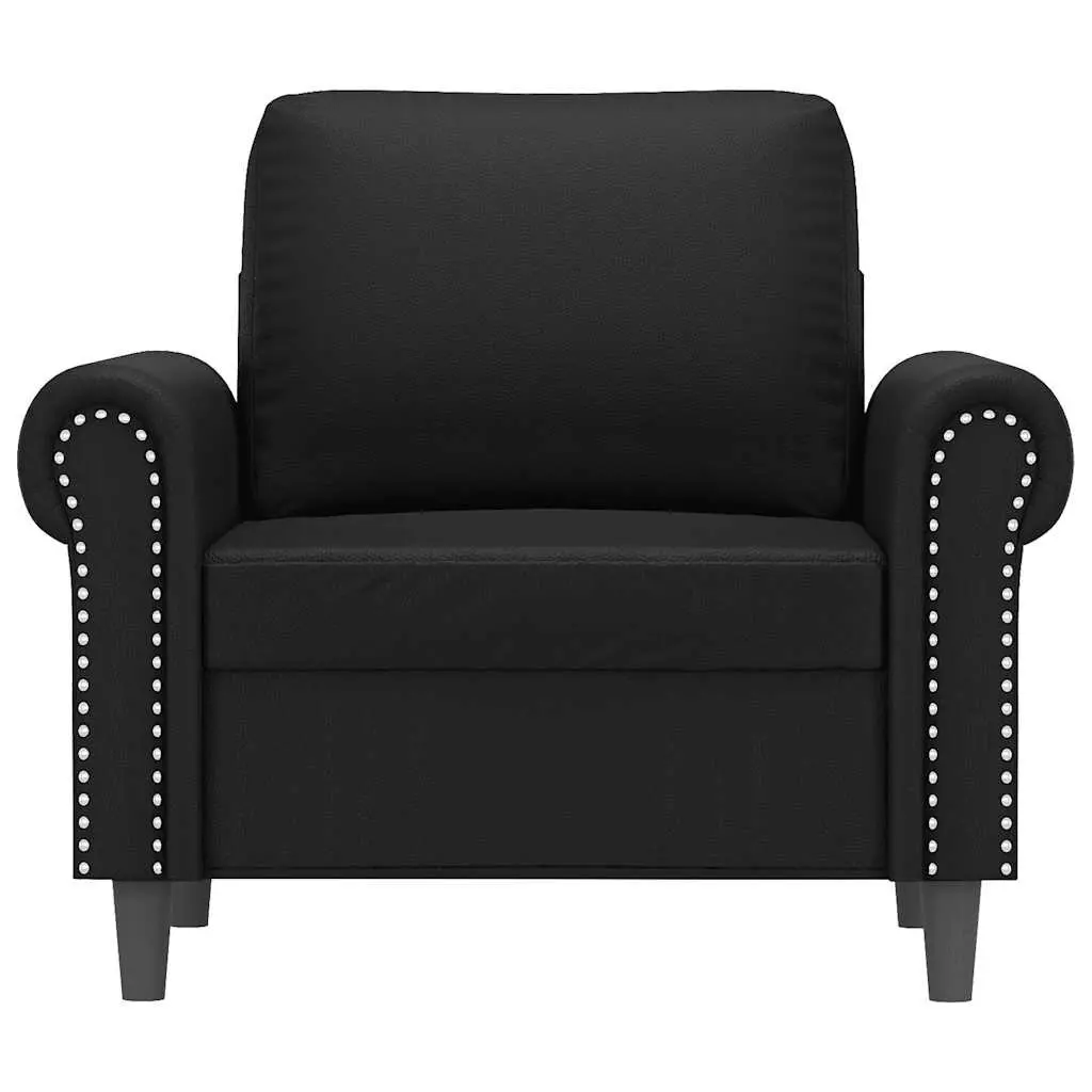 Black Faux Leather Sofa Chair with Sturdy Frame