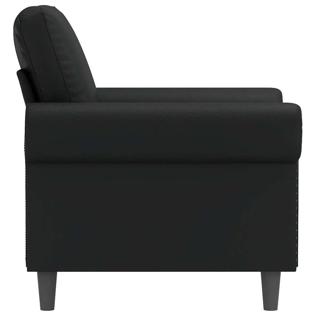 Black Faux Leather Sofa Chair with Sturdy Frame