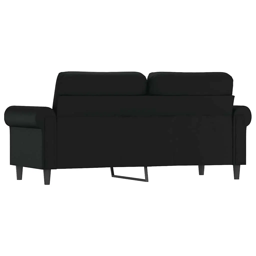 Black 2-Seater Sofa 140cm with Sturdy Metal Frame