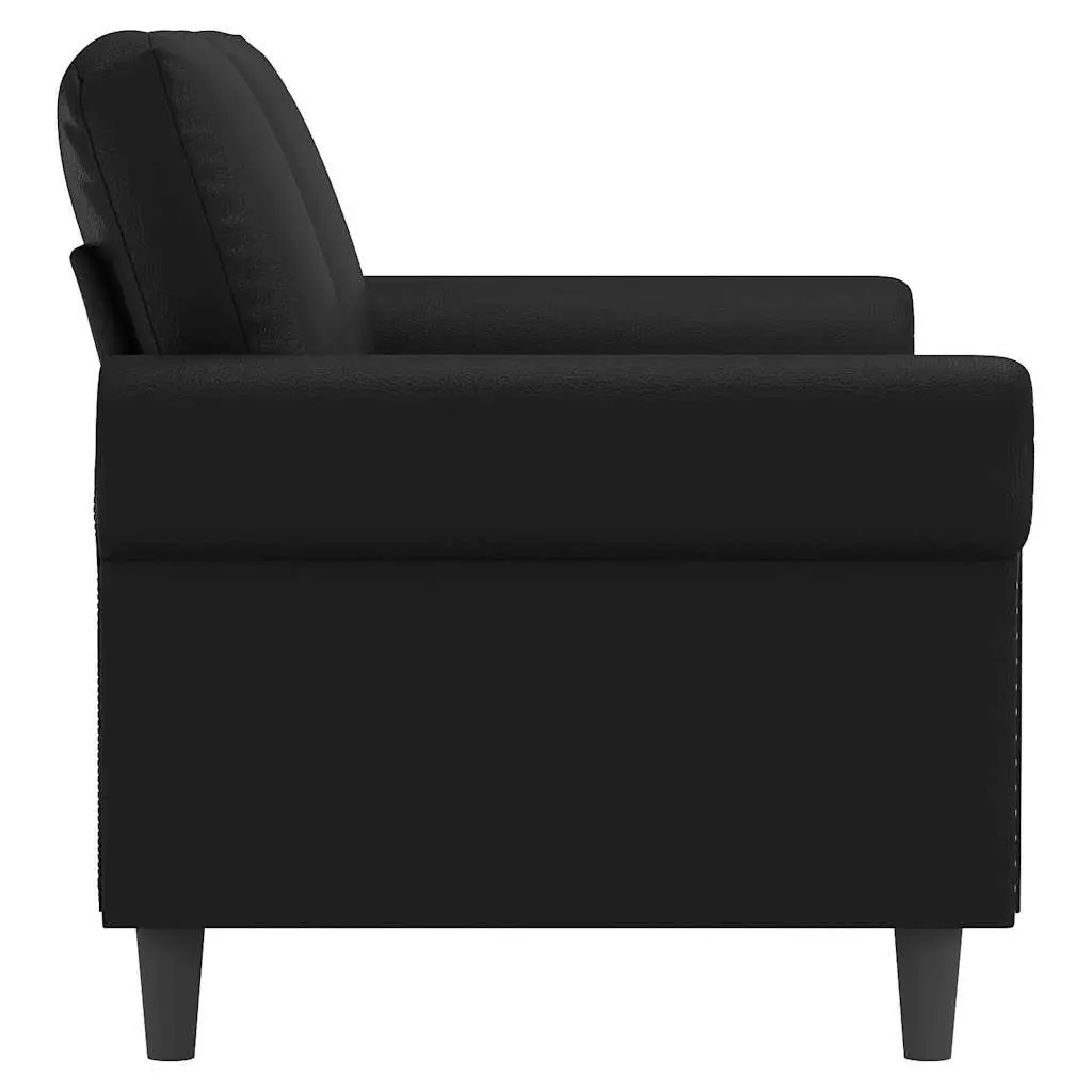 Black 2-Seater Sofa 140cm with Sturdy Metal Frame