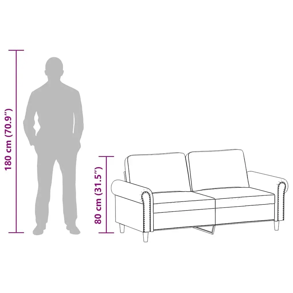 Black 2-Seater Sofa 140cm with Sturdy Metal Frame