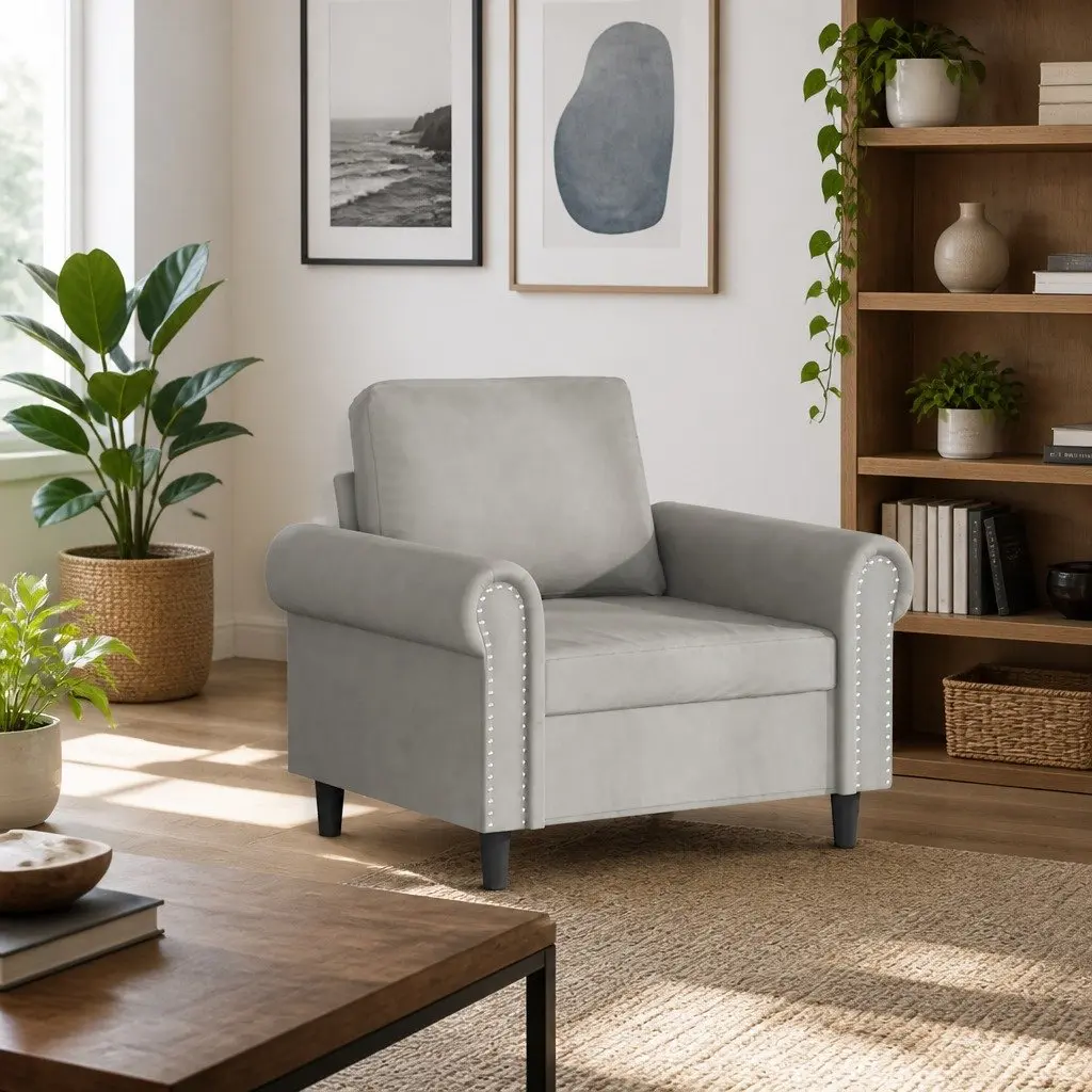 Sofa Chair Velvet 60cm Grey