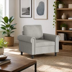 Stylish Grey Velvet Armchair for Living Spaces