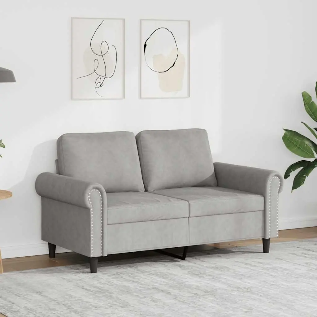 2-Seater Sofa Velvet 120cm Grey Modern Couch