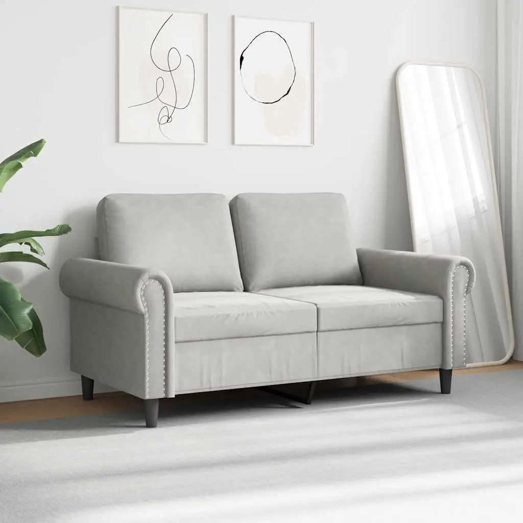 2-Seater Sofa Velvet 120cm Grey Modern Couch