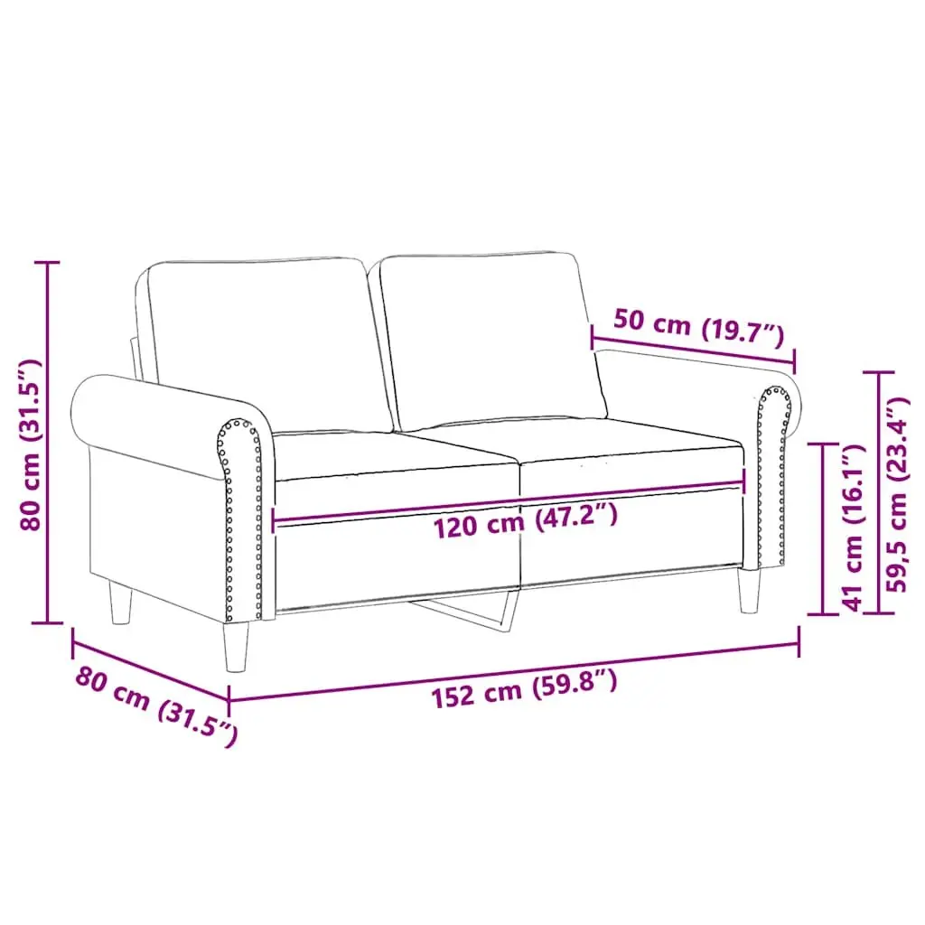 2-Seater Sofa Velvet 120cm Grey Modern Couch