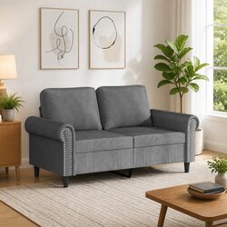 Stylish 2-Seater Grey Velvet Sofa for Your Living Room