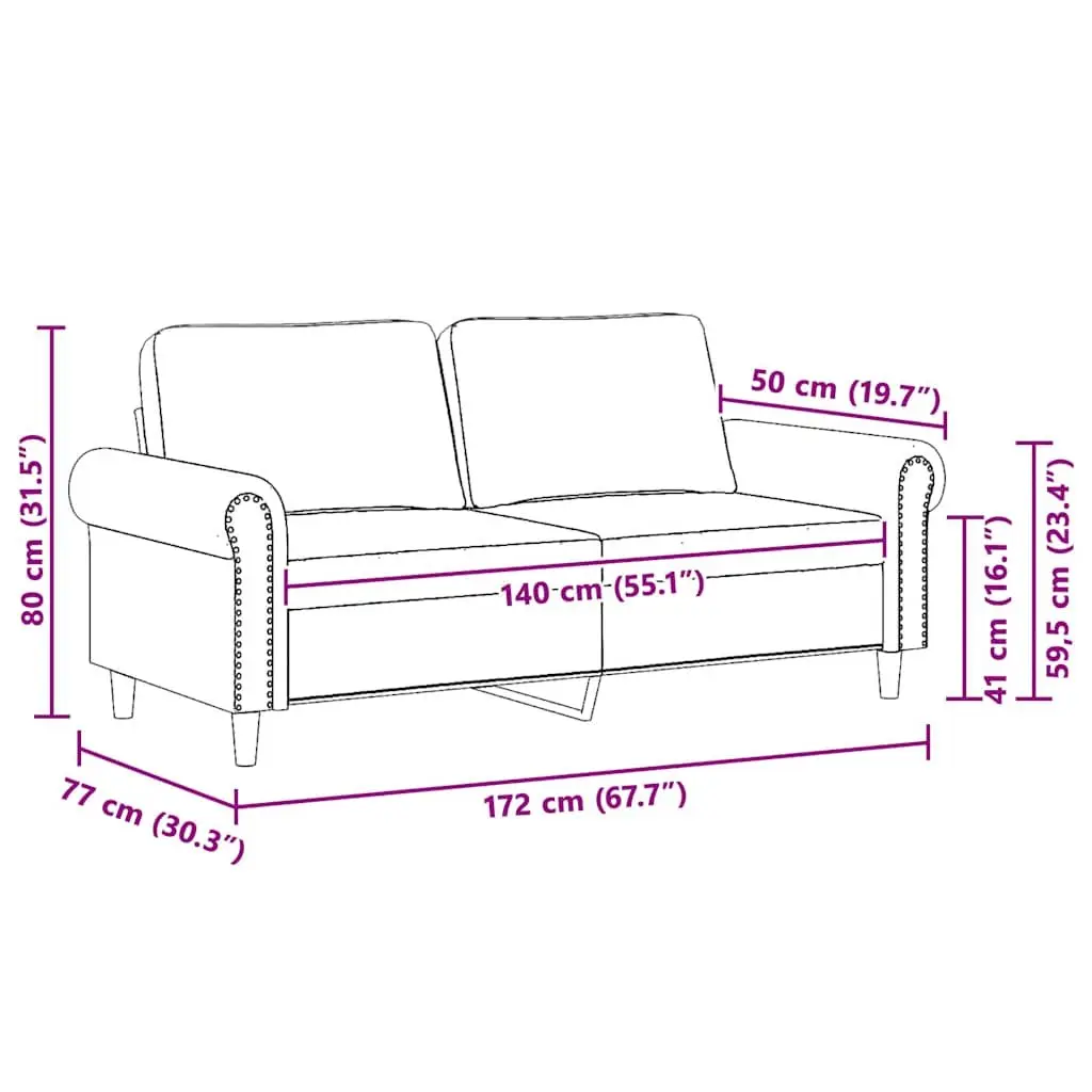 2-Seater Sofa Velvet 140cm Grey