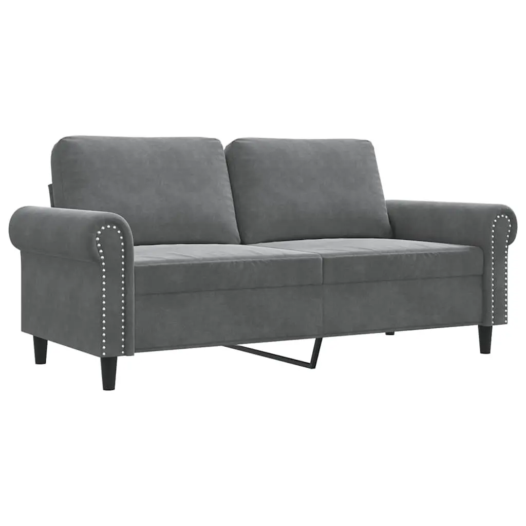 2-Seater Sofa Velvet 140cm Grey Modern Couch