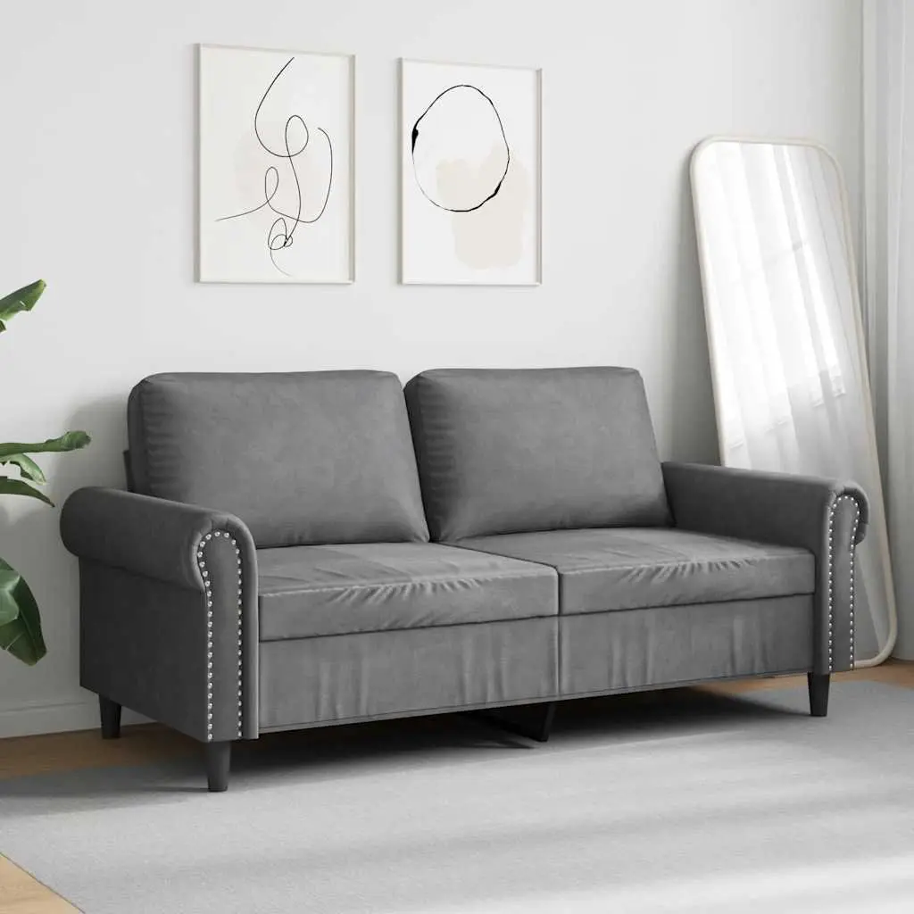 2-Seater Sofa Velvet 140cm Grey Modern Couch