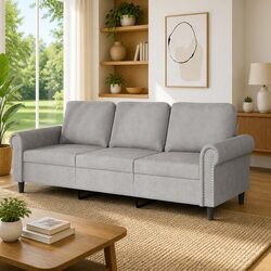 Stylish 3-Seater Sofa in Grey Velvet for Modern Living
