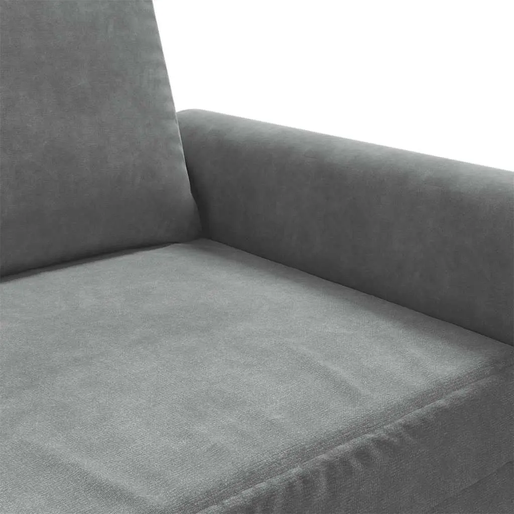 3-Seater Sofa Grey Velvet 180cm Living Room Couch Modern Design Comfortable