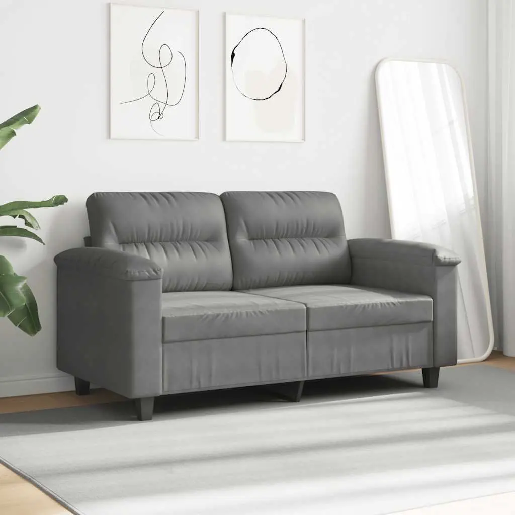 2-Seater Sofa in Grey Microfibre 120cm