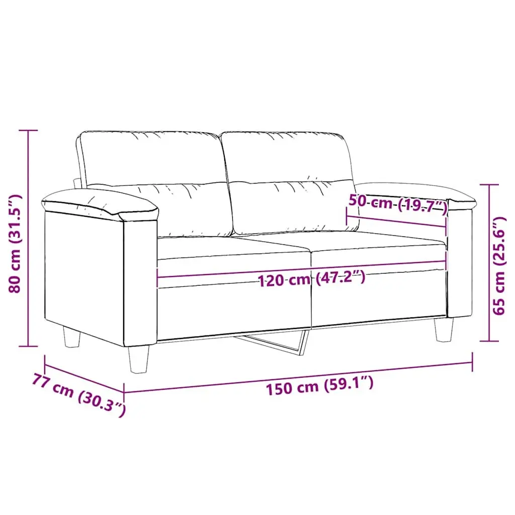 2-Seater Sofa in Grey Microfibre 120cm