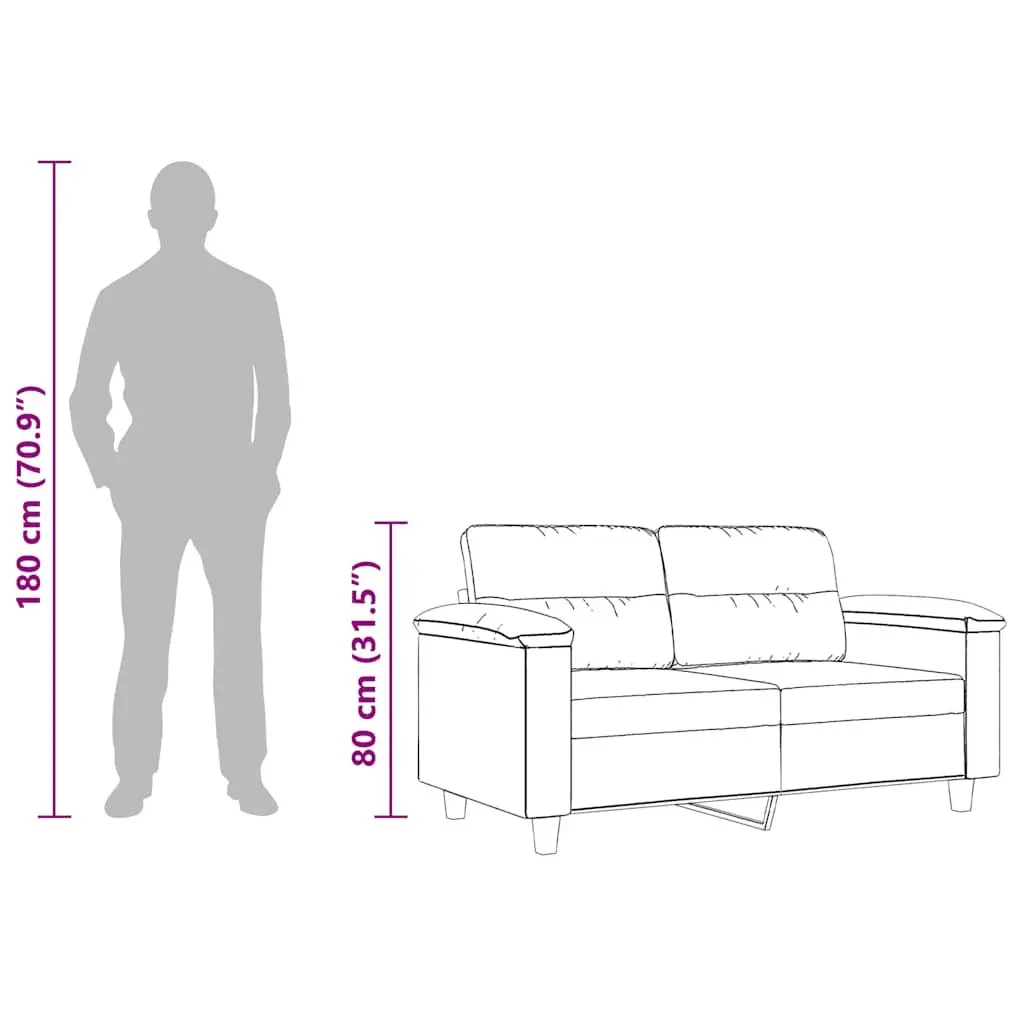 2-Seater Sofa in Grey Microfibre 120cm