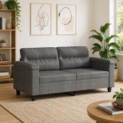 Stylish 2-Seater Grey Microfibre Sofa with Metal Frame