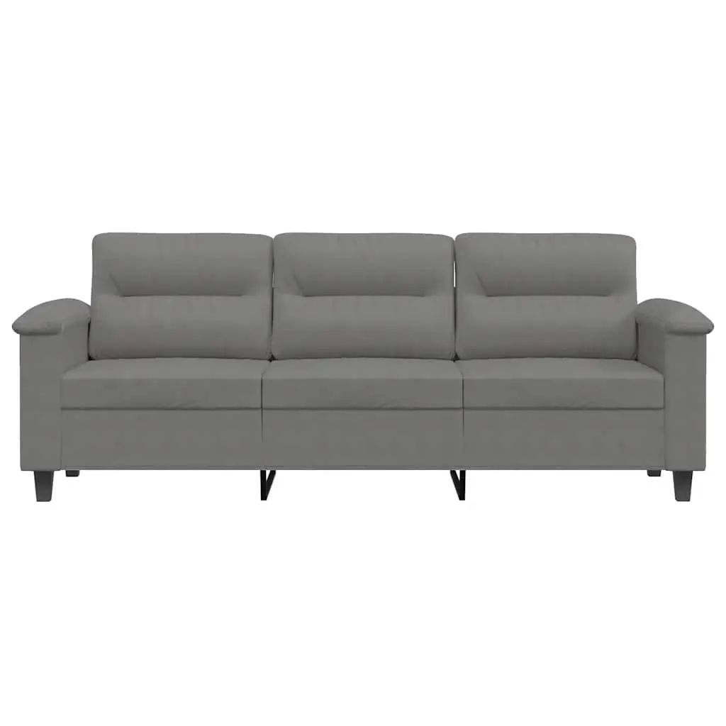 Grey Microfibre 3-Seater Sofa for Living Rooms