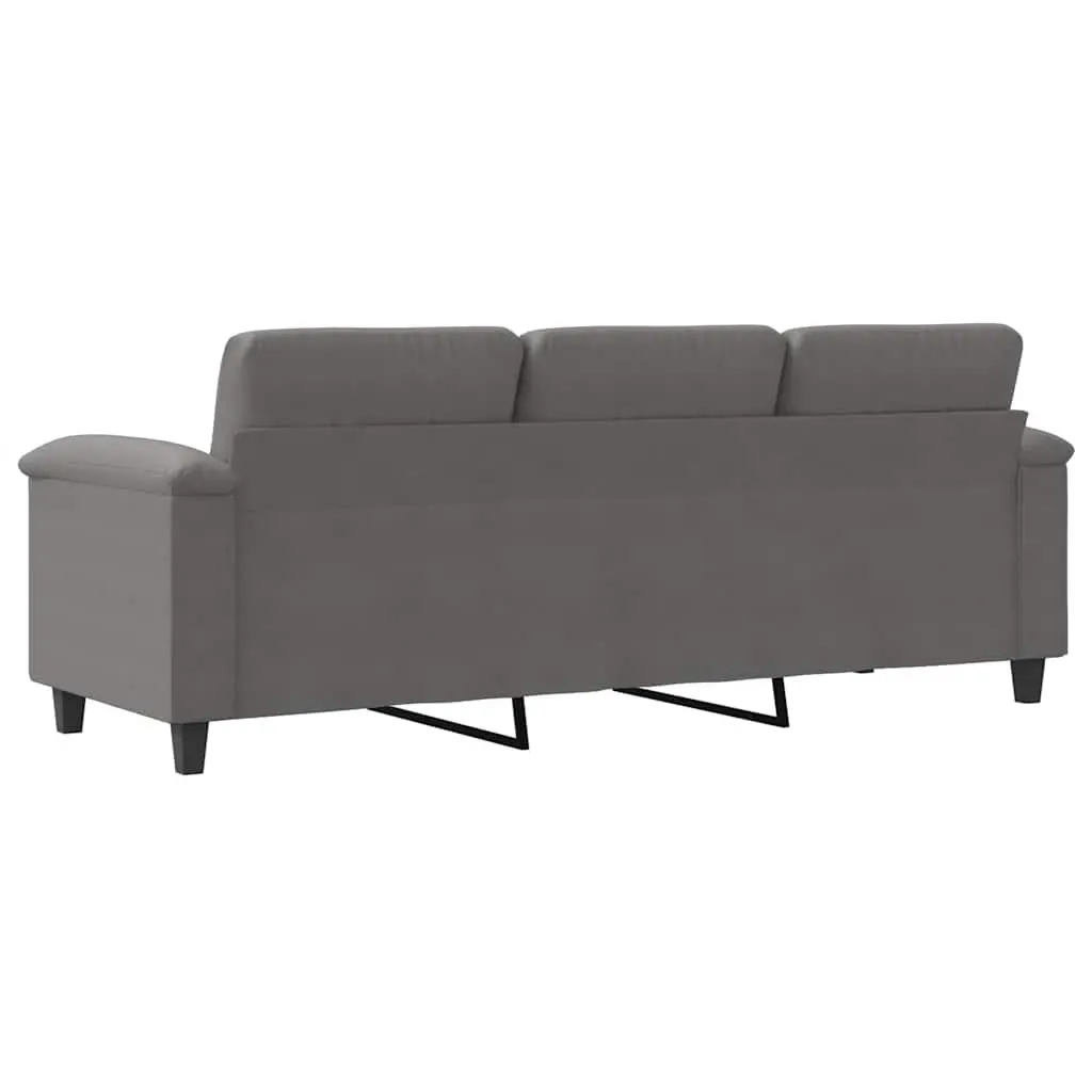 Grey Microfibre 3-Seater Sofa for Living Rooms