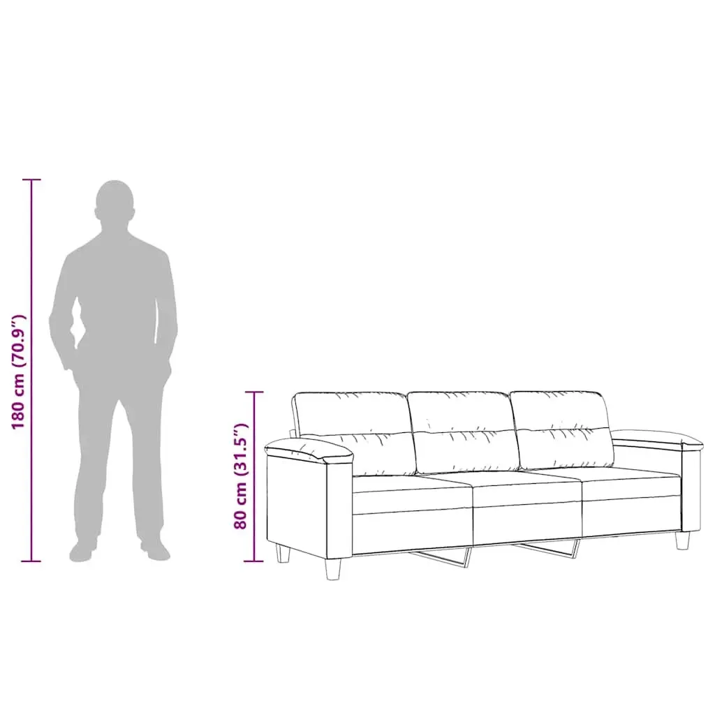 Grey Microfibre 3-Seater Sofa for Living Rooms