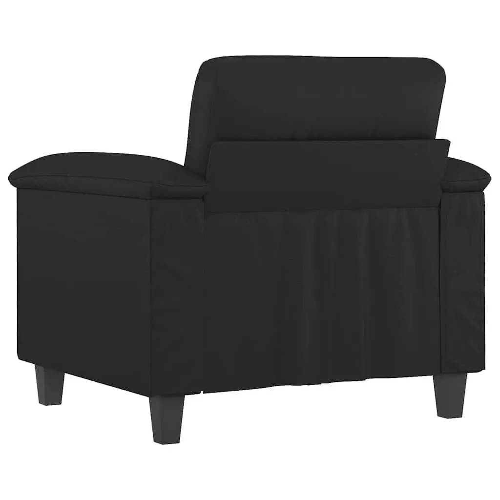 Black Sofa Chair 60cm Modern Faux Leather Armchair