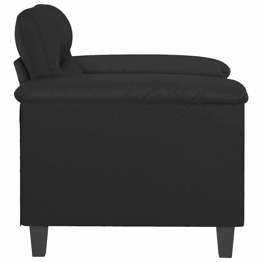 Black Sofa Chair 60cm Modern Faux Leather Armchair