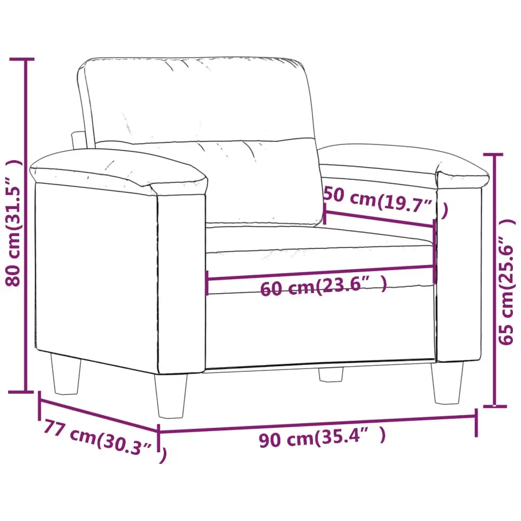 Black Sofa Chair 60cm Modern Faux Leather Armchair